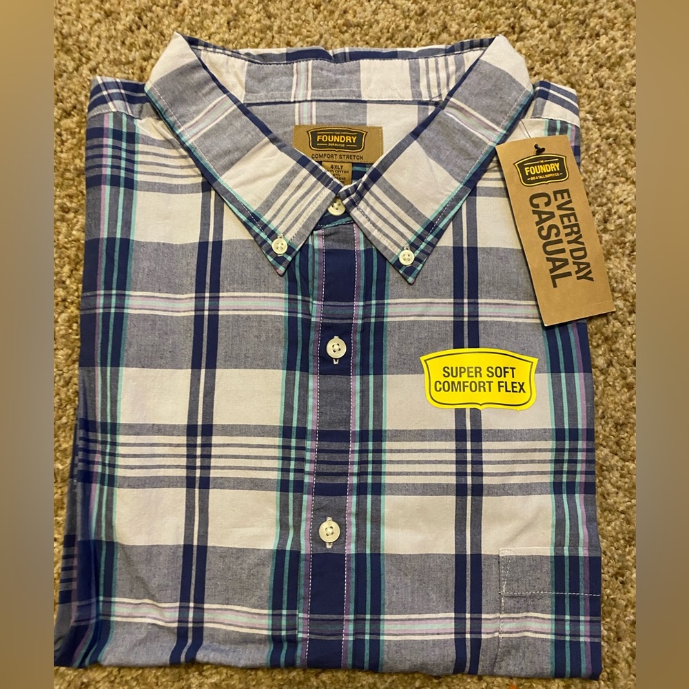 Brand new Mens bug and tall 4xl tall short sleeve button down pocket shirt